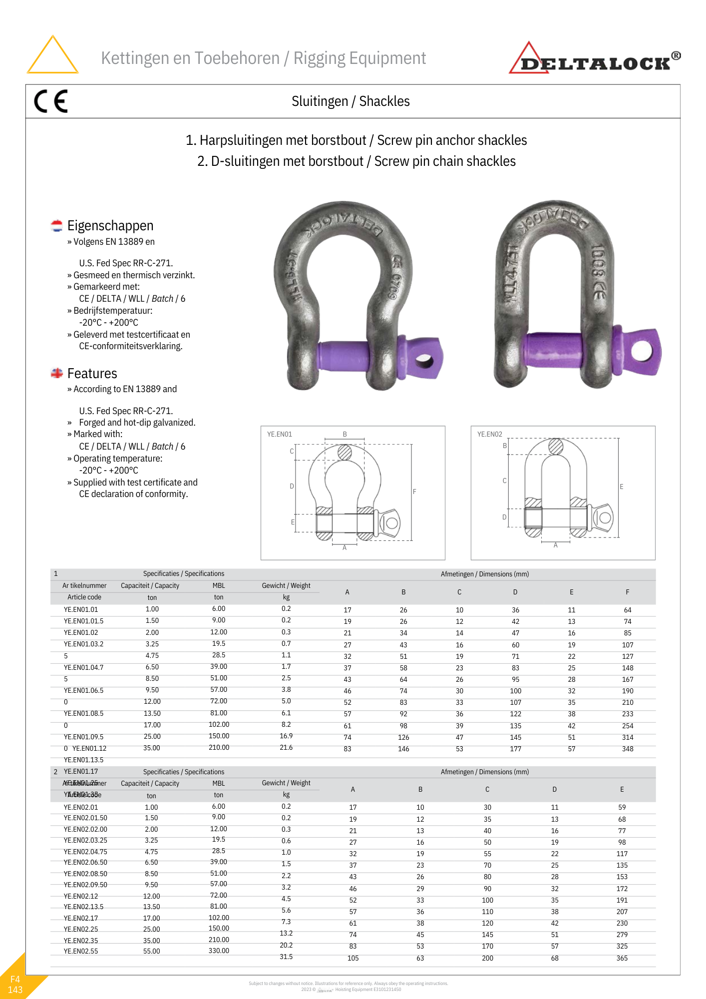 D-Sluiting | met borstbout | 1000KG Tot 35.000KG