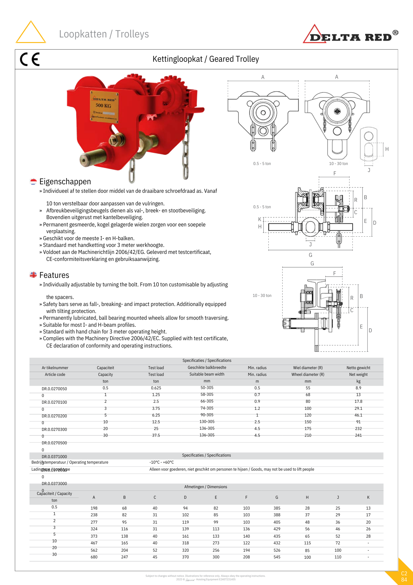 Kettingloopkat | Red | 500KG tot 10.000KG