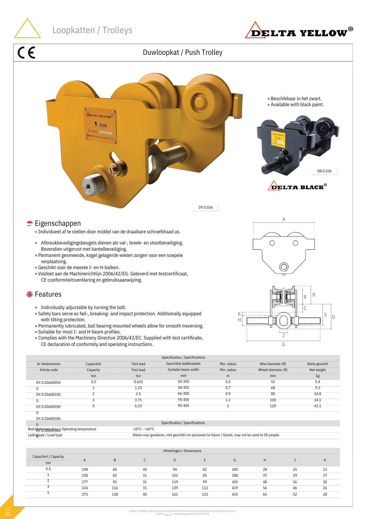 Duwloopkat | Yellow | 500KG tot 5000KG