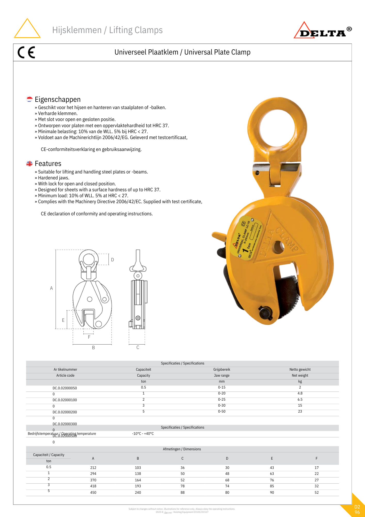 Universele plaatklem | 500KG tot 5000KG