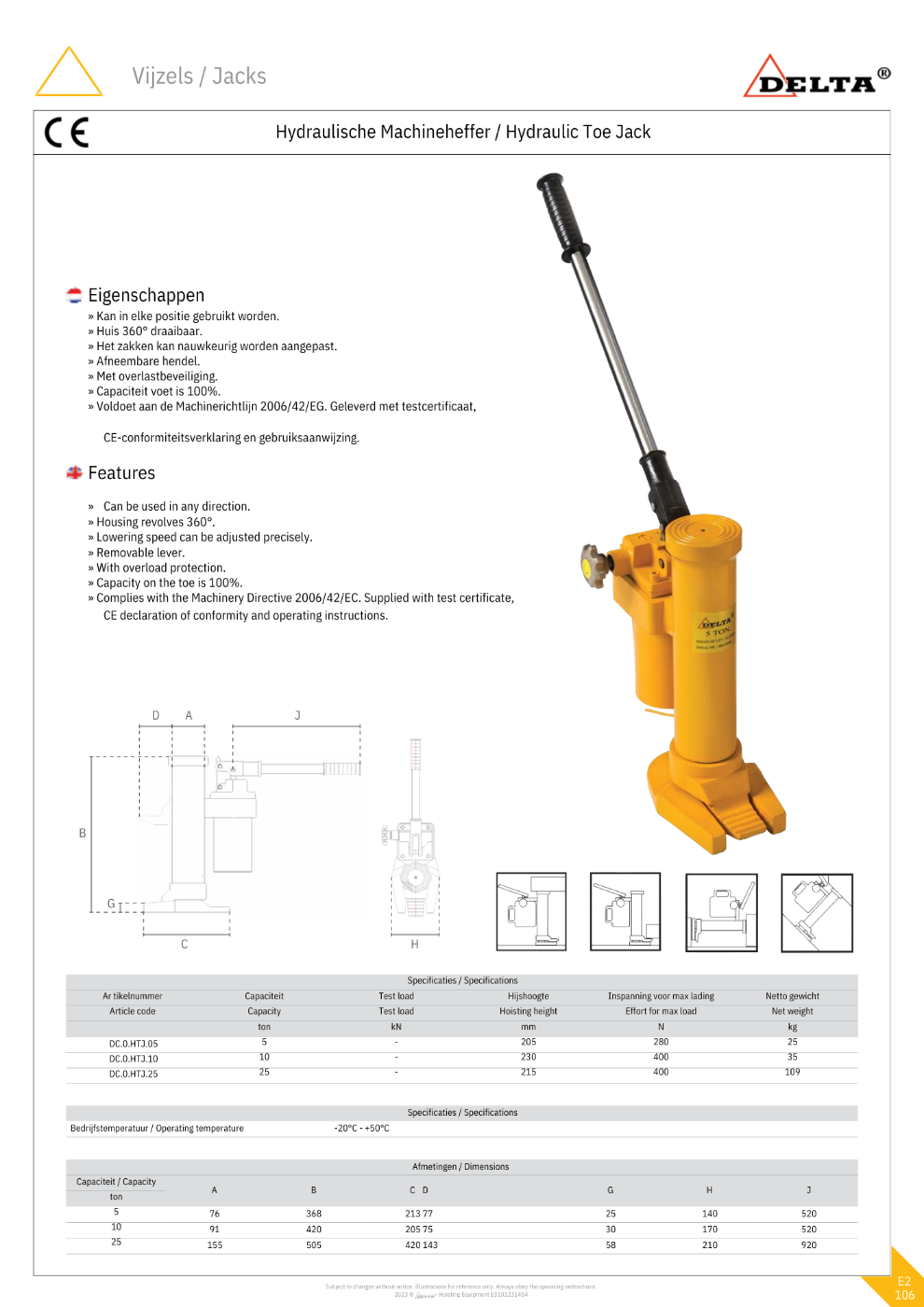 Hydraulische machineheffer | 5000KG tot 25.000KG