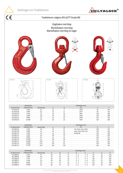 Ooghaak met klep | 1120KG tot 12.500KG | Grade 80