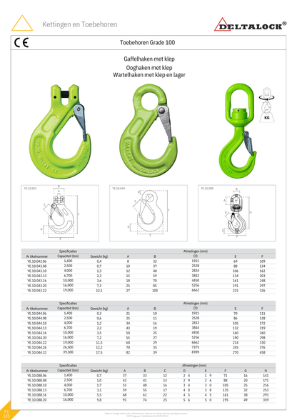 Gaffelhaken met klep | 1400KG t/m 19.000KG | Grade 100