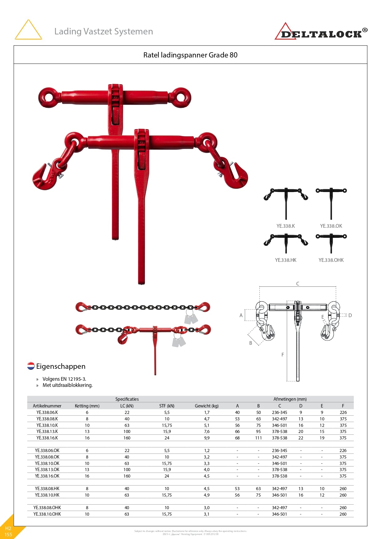 Ladingspanner | type A80 | 2200KG tot 16.000KG | Grade 80