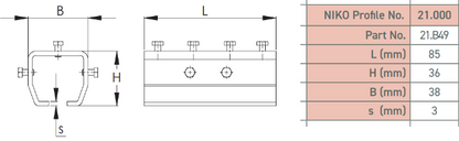 Koppelstuk C-rails verbinder
